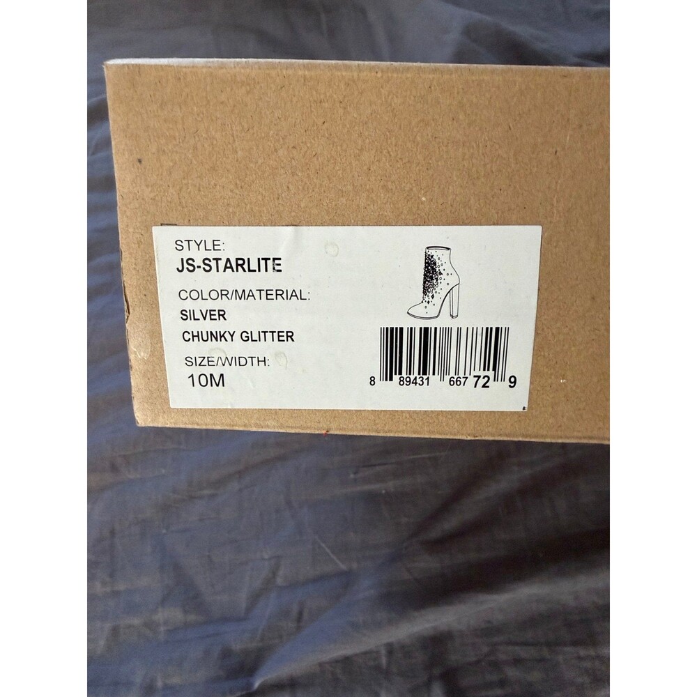 Jessica Simpson Women's Starlite silver glitter chunky heel boots LIKE Size 10 - Picture 3 of 8
